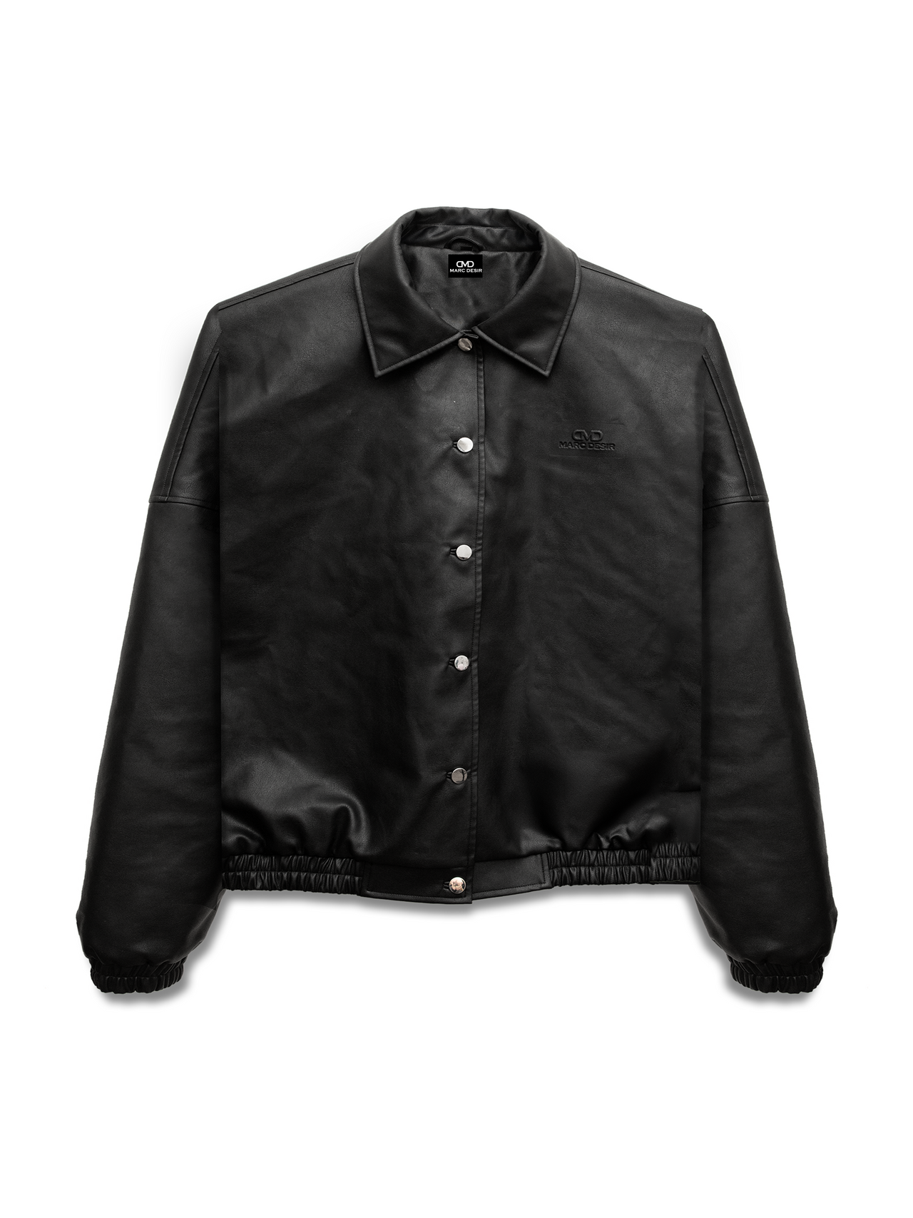 Ember Black Leather Bomber