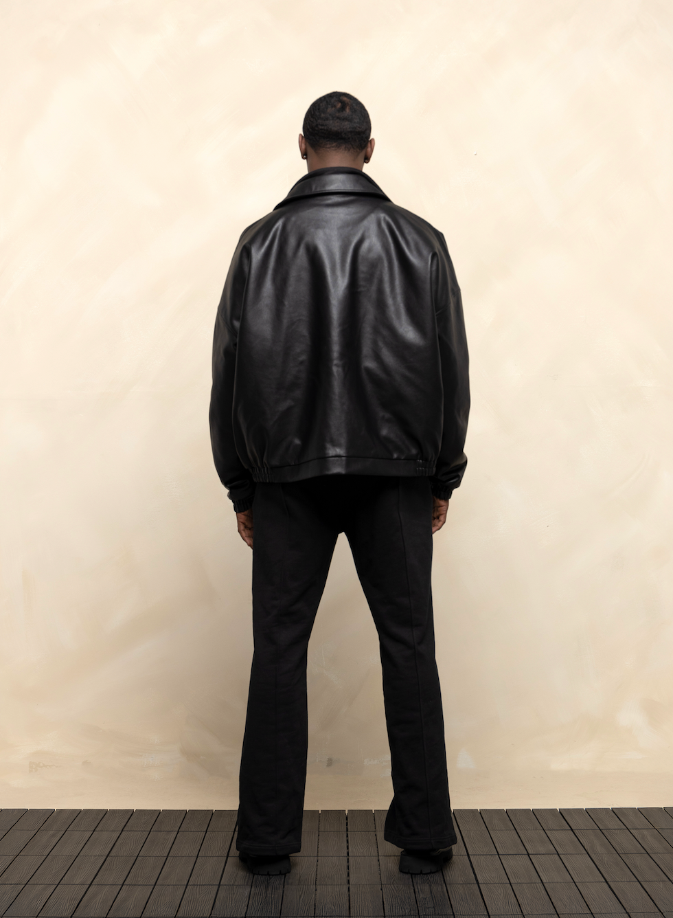 Ember Black Leather Bomber