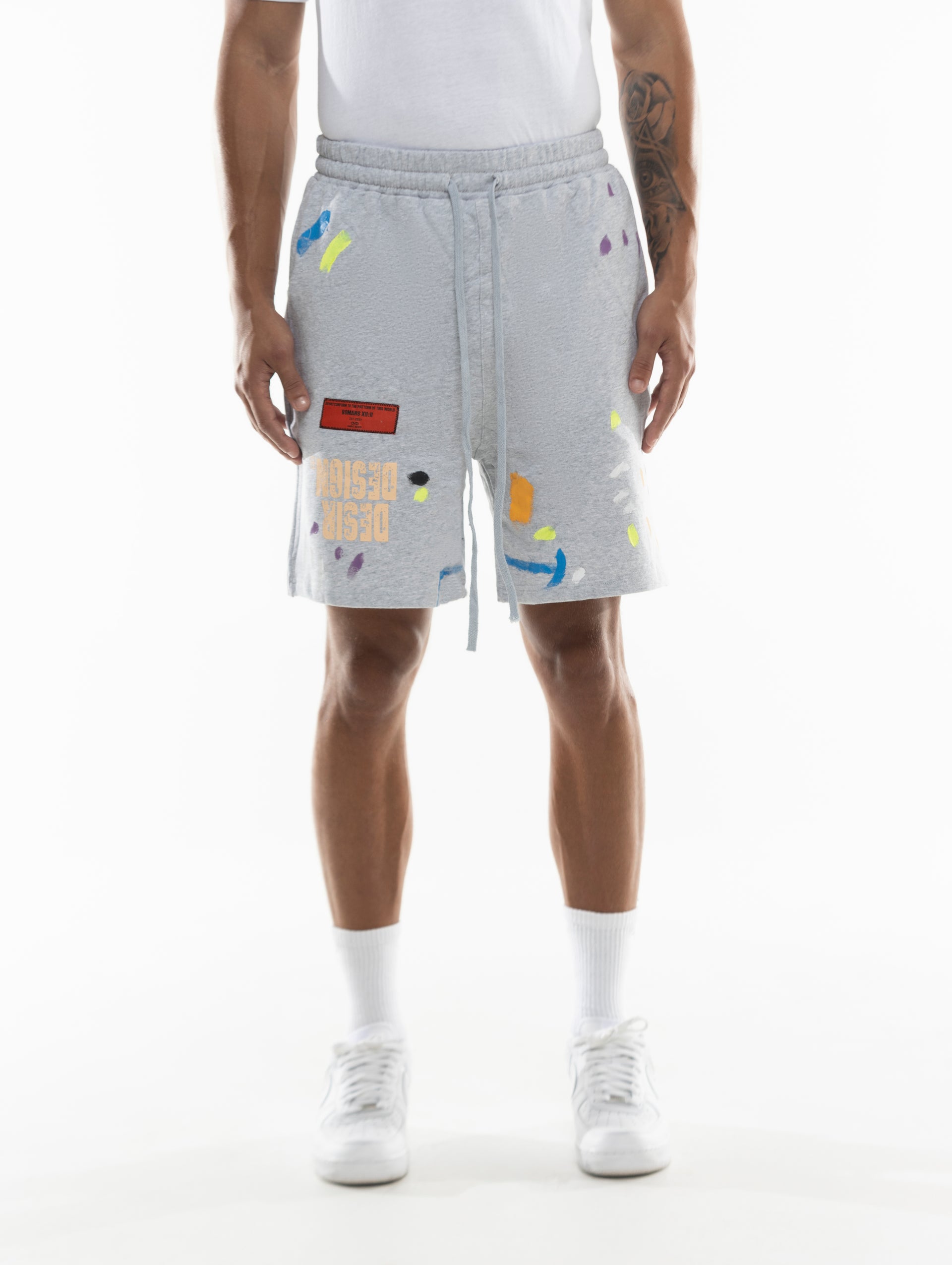 DESIR DESIGN HAND PAINTED SHORTS - GREY